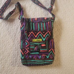 Multicolor Patterned Crossbody "J-Bag" 80s Vigtage